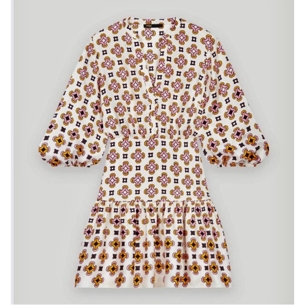 Maje 100% Silk Romea Geometric Printed Mini Dress NWT - Picture 5 of 15